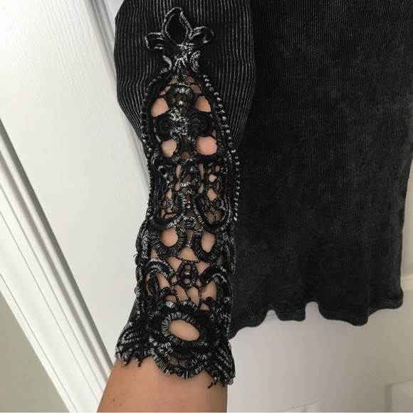 American Age Long-Sleeved Tee with Lace Inserts, Cut Work Style - Picture 12 of 15